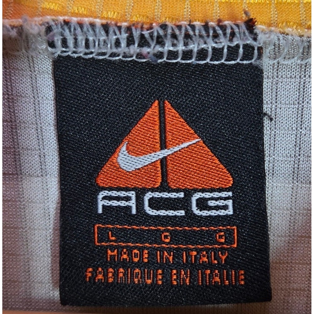 VTG Nike ACG Cycling Jersey Long Sleeve Yellow Grey Made in Italy Large 90s Y2K - Picture 8 of 14